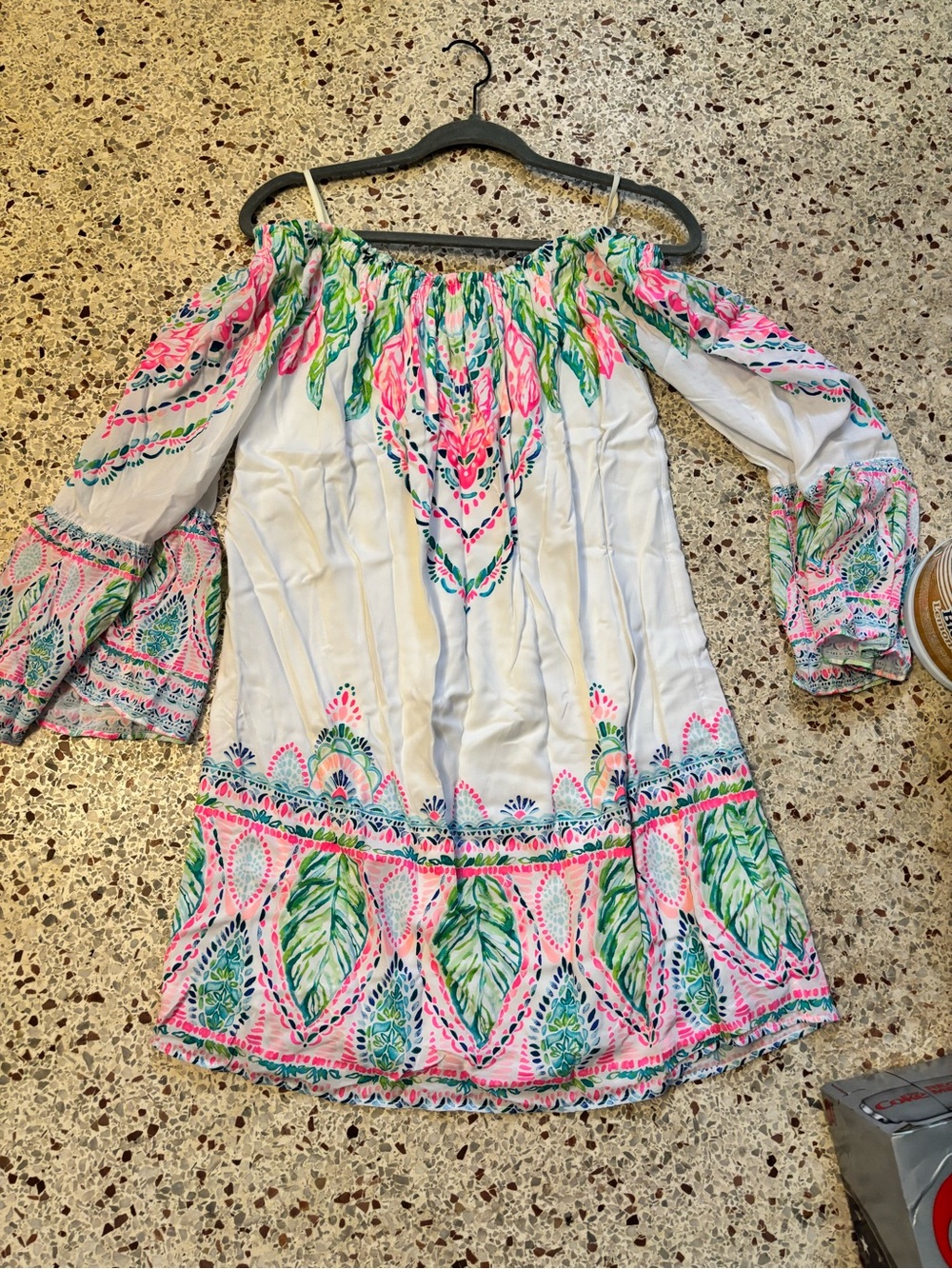 Lilly Pulitzer Nevie off-the-shoulder dress in the Coconut Coast medium - Picture 5 of 8